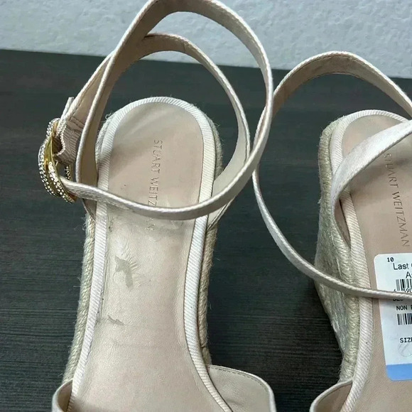Stuart Weitzman Women's White Mykonos Closed-Toe Espadrille Wedge Shoe Size 10 - Picture 12 of 15
